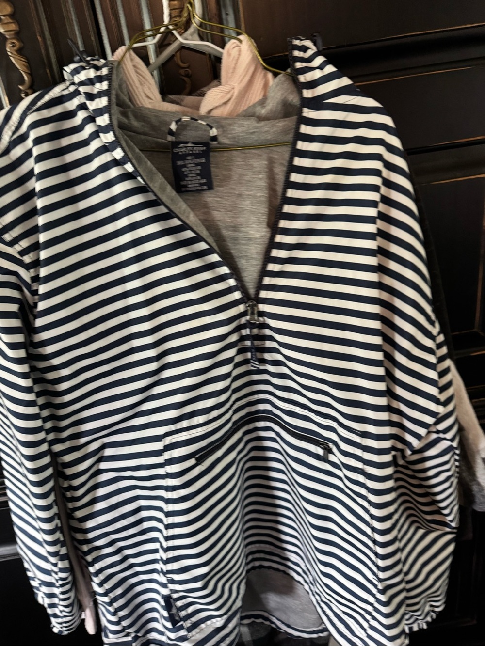 Charles River Apparel Gray Hoodie with Navy Label and Trim